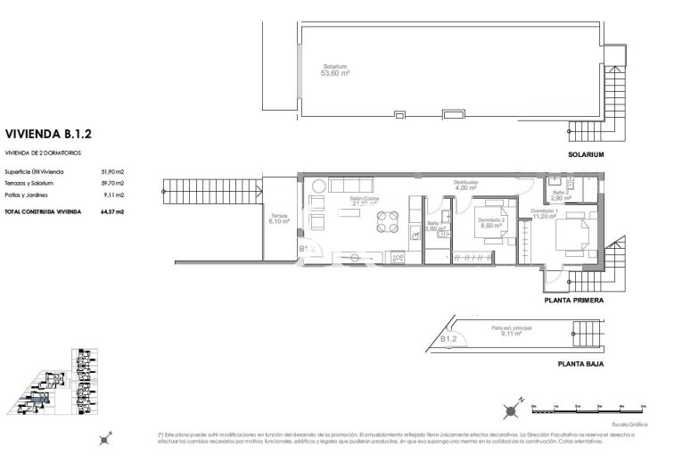 Obra Nueva - Bungalow en planta alta - Puerto de Mazarron - Playa Negra